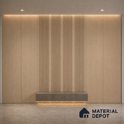 Beech Wood 10 ft x 0.68 ft (3060x208 mm) Curve Design Interior & Exterior Wall & Ceiling Panel - 10 mm | Suitable for Balcony, Facade & Open Area | Width is Subjected to 5% Variation