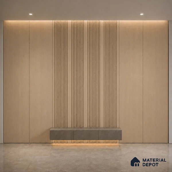 Beech Wood 10 ft x 0.68 ft (3060x208 mm) Curve Design Interior & Exterior Wall & Ceiling Panel - 10 mm | Suitable for Balcony, Facade & Open Area | Width is Subjected to 5% Variation