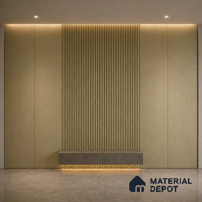 Gold 10 ft x 0.45 ft (3060x140 mm) Pyramid Design Interior & Exterior Wall & Ceiling Panel - 14 mm | Suitable for Balcony, Facade & Open Area | Width is Subjected to 5% Variation