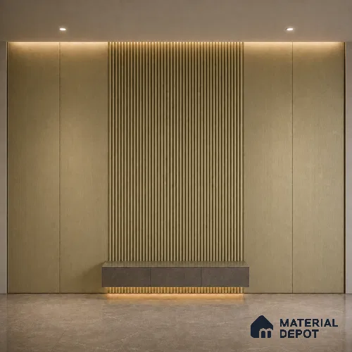 Gold 10 ft x 0.45 ft (3060x140 mm) Pyramid Design Interior & Exterior Wall & Ceiling Panel - 14 mm | Suitable for Balcony, Facade & Open Area | Width is Subjected to 5% Variation
