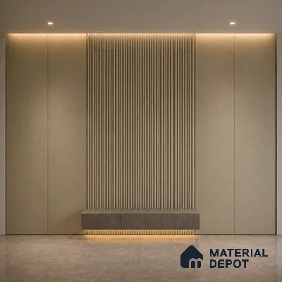 Gold 10 ft x 0.6 ft (3060x180 mm) Arch Design Interior & Exterior Wall & Ceiling Panel - 17 mm | Suitable for Balcony, Facade & Open Area | Width is Subjected to 5% Variation