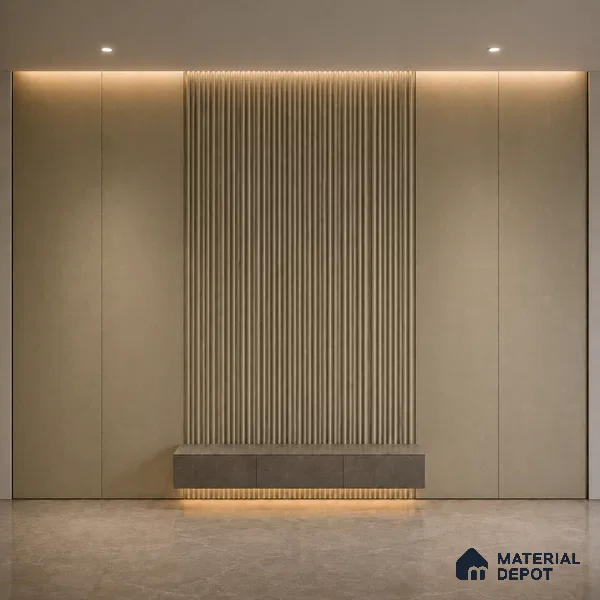 Gold 10 ft x 0.6 ft (3060x180 mm) Arch Design Interior & Exterior Wall & Ceiling Panel - 17 mm | Suitable for Balcony, Facade & Open Area | Width is Subjected to 5% Variation