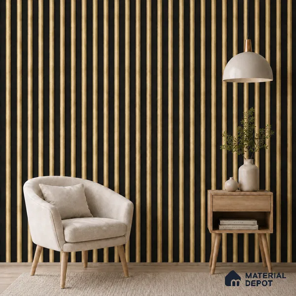 Gold 10 ft x 0.6 ft (3060x180 mm) Dual Tone Arch Design Interior & Exterior Wall & Ceiling Panel - 17 mm | Suitable for Balcony, Facade & Open Area | Width is Subjected to 5% Variation