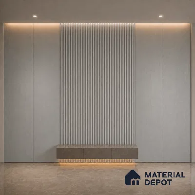 Silver 10 ft x 0.45 ft (3060x140 mm) Pyramid Design Interior & Exterior Wall & Ceiling Panel - 14 mm | Suitable for Balcony, Facade & Open Area | Width is Subjected to 5% Variation