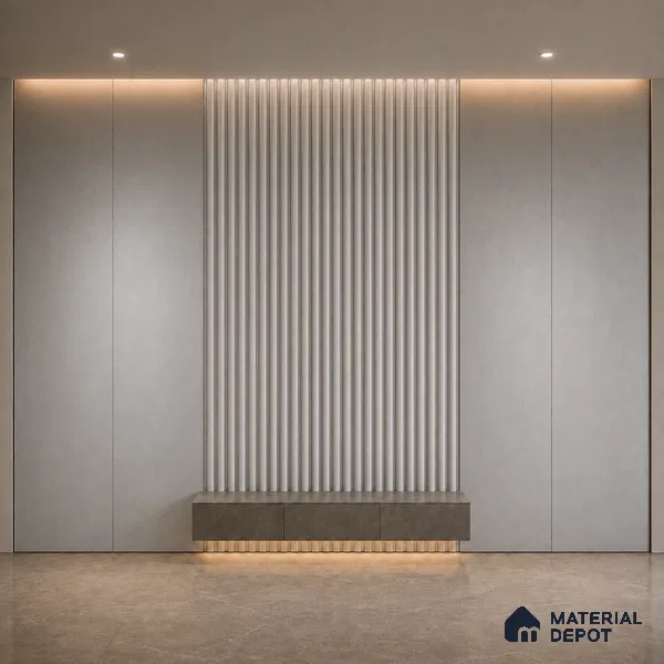 Silver 10 ft x 0.6 ft (3060x180 mm) Arch Design Interior & Exterior Wall & Ceiling Panel - 17 mm | Suitable for Balcony, Facade & Open Area | Width is Subjected to 5% Variation