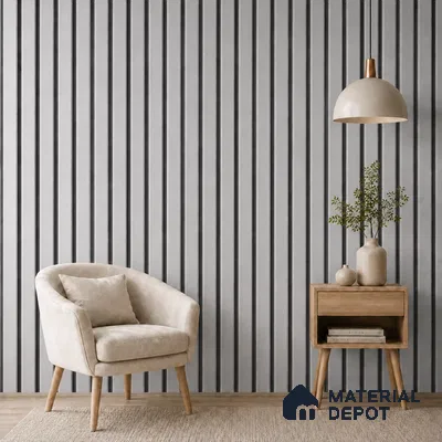 Silver 10 ft x 0.5 ft (3060x150 mm) Dual Tone Linea Design Interior & Exterior Wall & Ceiling Panel - 15 mm | Suitable for Balcony, Facade & Open Area | Width is Subjected to 5% Variation