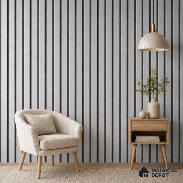Silver 10 ft x 0.5 ft (3060x150 mm) Dual Tone Linea Design Interior & Exterior Wall & Ceiling Panel - 15 mm | Suitable for Balcony, Facade & Open Area | Width is Subjected to 5% Variation