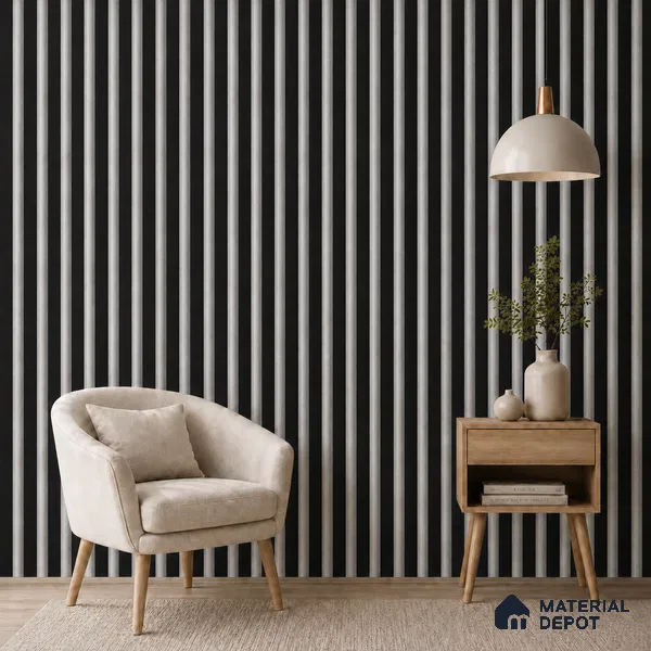 Silver 10 ft x 0.6 ft (3060x180 mm) Dual Tone Arch Design Interior & Exterior Wall & Ceiling Panel - 17 mm | Suitable for Balcony, Facade & Open Area | Width is Subjected to 5% Variation