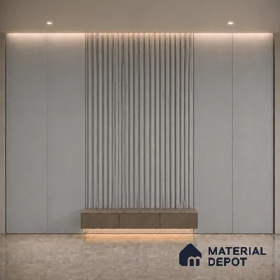 Silver 10 ft x 0.5 ft (3060x150 mm) Linea Design Interior & Exterior Wall & Ceiling Panel - 15 mm | Suitable for Balcony, Facade & Open Area | Width is Subjected to 5% Variation