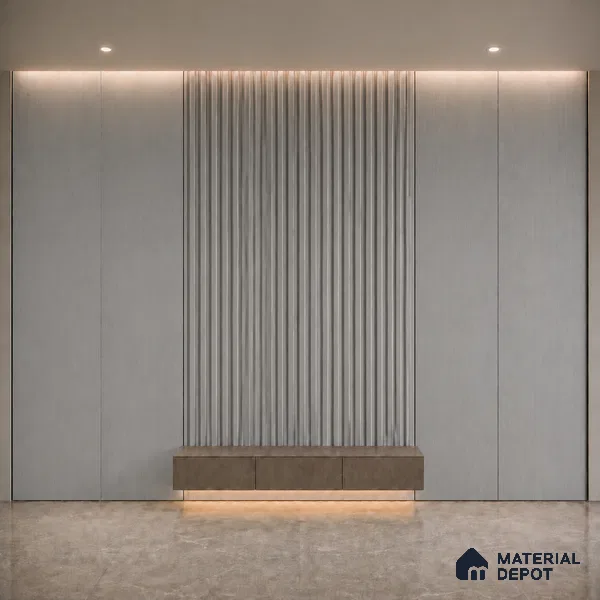 Silver 10 ft x 0.5 ft (3060x150 mm) Linea Design Interior & Exterior Wall & Ceiling Panel - 15 mm | Suitable for Balcony, Facade & Open Area | Width is Subjected to 5% Variation