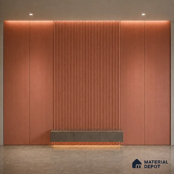 Copper 10 ft x 0.5 ft (3060x150 mm) Linea Design Interior & Exterior Wall & Ceiling Panel - 15 mm | Suitable for Balcony, Facade & Open Area | Width is Subjected to 5% Variation