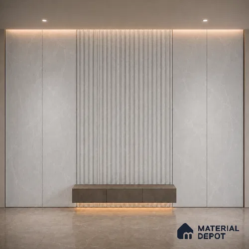 Armani Grey 10 ft x 0.5 ft (3060x150 mm) Linea Design Interior & Exterior Wall & Ceiling Panel - 15 mm | Suitable for Balcony, Facade & Open Area | Width is Subjected to 5% Variation