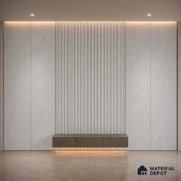 Armani Grey 10 ft x 0.5 ft (3060x150 mm) Linea Design Interior & Exterior Wall & Ceiling Panel - 15 mm | Suitable for Balcony, Facade & Open Area | Width is Subjected to 5% Variation