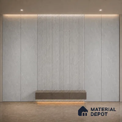 Armani Grey 10 ft x 0.45 ft (3060x140 mm) Pyramid Design Interior & Exterior Wall & Ceiling Panel - 14 mm | Suitable for Balcony, Facade & Open Area | Width is Subjected to 5% Variation