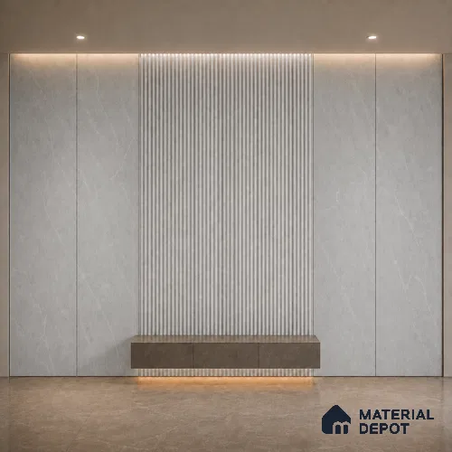 Armani Grey 10 ft x 0.45 ft (3060x140 mm) Pyramid Design Interior & Exterior Wall & Ceiling Panel - 14 mm | Suitable for Balcony, Facade & Open Area | Width is Subjected to 5% Variation