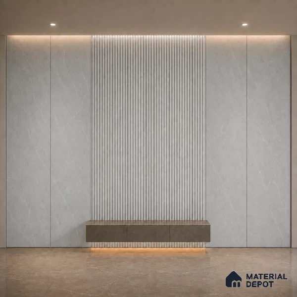 Armani Grey 10 ft x 0.45 ft (3060x140 mm) Pyramid Design Interior & Exterior Wall & Ceiling Panel - 14 mm | Suitable for Balcony, Facade & Open Area | Width is Subjected to 5% Variation