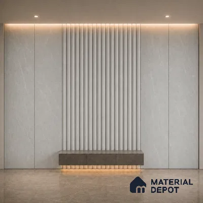 Armani Grey 10 ft x 0.6 ft (3060x180 mm) Arch Design Interior & Exterior Wall & Ceiling Panel - 17 mm | Suitable for Balcony, Facade & Open Area | Width is Subjected to 5% Variation