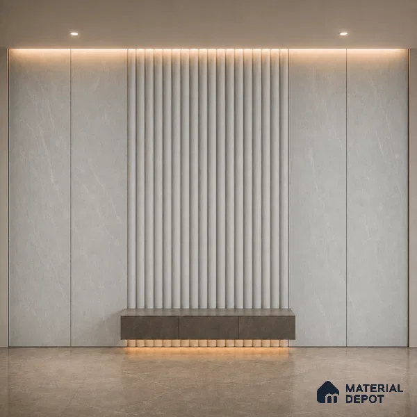 Armani Grey 10 ft x 0.6 ft (3060x180 mm) Arch Design Interior & Exterior Wall & Ceiling Panel - 17 mm | Suitable for Balcony, Facade & Open Area | Width is Subjected to 5% Variation