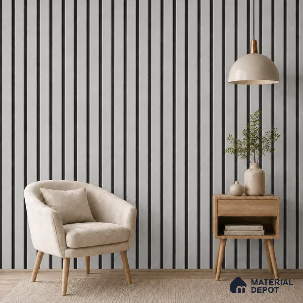 Armani Grey 10 ft x 0.5 ft (3060x150 mm) Dual Tone Linea Design Interior & Exterior Wall & Ceiling Panel - 15 mm | Suitable for Balcony, Facade & Open Area | Width is Subjected to 5% Variation