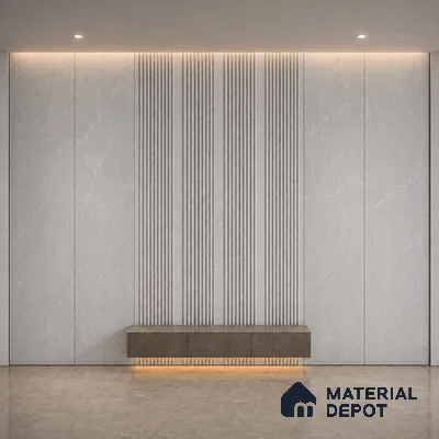 Armani Grey 10 ft x 0.68 ft (3060x208 mm) Curve Design Interior & Exterior Wall & Ceiling Panel - 10 mm | Suitable for Balcony, Facade & Open Area | Width is Subjected to 5% Variation
