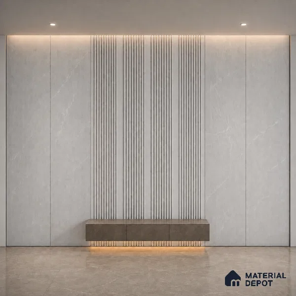 Armani Grey 10 ft x 0.68 ft (3060x208 mm) Curve Design Interior & Exterior Wall & Ceiling Panel - 10 mm | Suitable for Balcony, Facade & Open Area | Width is Subjected to 5% Variation