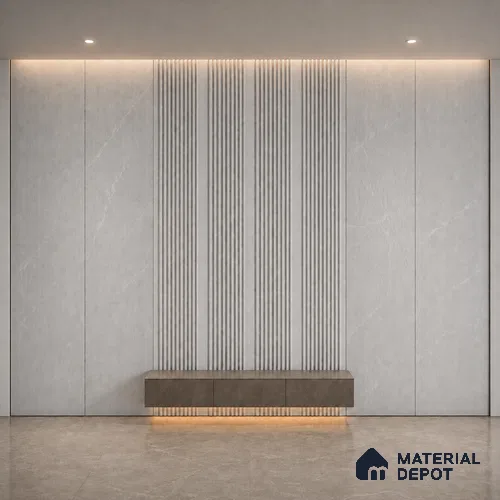 Armani Grey 10 ft x 0.68 ft (3060x208 mm) Curve Design Interior & Exterior Wall & Ceiling Panel - 10 mm | Suitable for Balcony, Facade & Open Area | Width is Subjected to 5% Variation