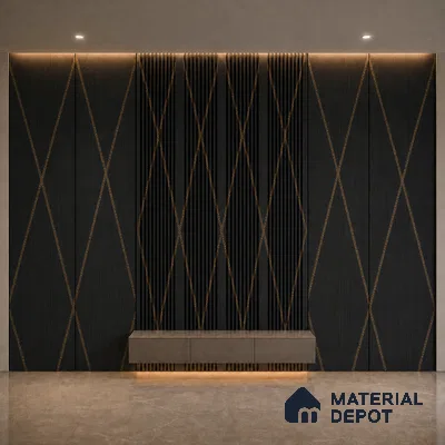 Portoro 10 ft x 0.45 ft (3060x140 mm) Pyramid Design Interior & Exterior Wall & Ceiling Panel - 14 mm | Suitable for Balcony, Facade & Open Area | Width is Subjected to 5% Variation