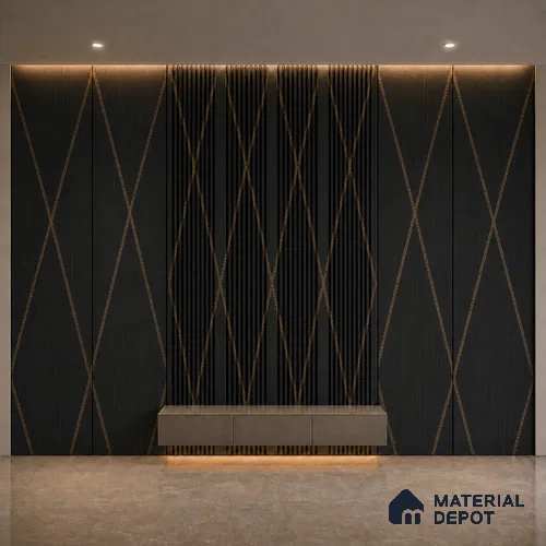 Portoro 10 ft x 0.45 ft (3060x140 mm) Pyramid Design Interior & Exterior Wall & Ceiling Panel - 14 mm | Suitable for Balcony, Facade & Open Area | Width is Subjected to 5% Variation