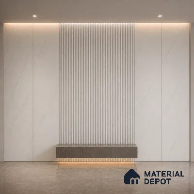 Statuario 10 ft x 0.45 ft (3060x140 mm) Pyramid Design Interior & Exterior Wall & Ceiling Panel - 14 mm | Suitable for Balcony, Facade & Open Area | Width is Subjected to 5% Variation