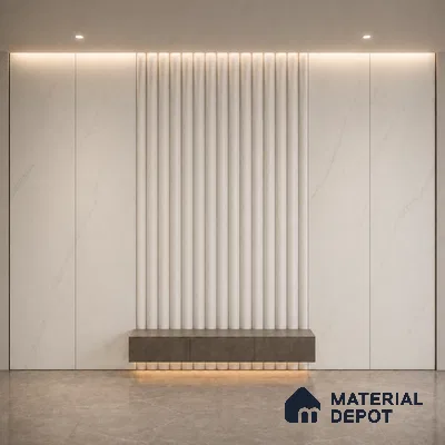 Statuario 10 ft x 0.6 ft (3060x180 mm) Arch Design Interior & Exterior Wall & Ceiling Panel - 17 mm | Suitable for Balcony, Facade & Open Area | Width is Subjected to 5% Variation