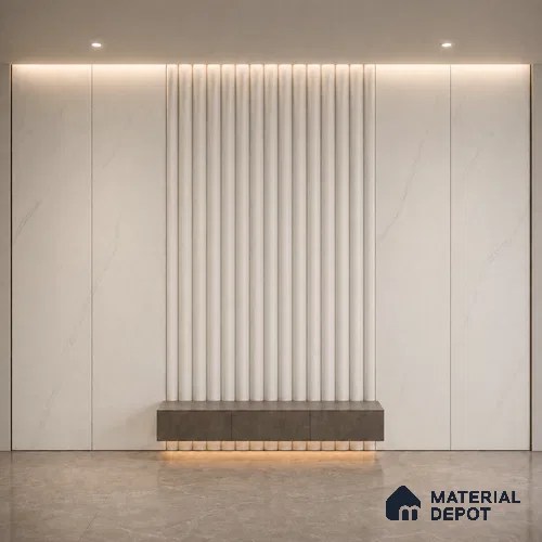 Statuario 10 ft x 0.6 ft (3060x180 mm) Arch Design Interior & Exterior Wall & Ceiling Panel - 17 mm | Suitable for Balcony, Facade & Open Area | Width is Subjected to 5% Variation