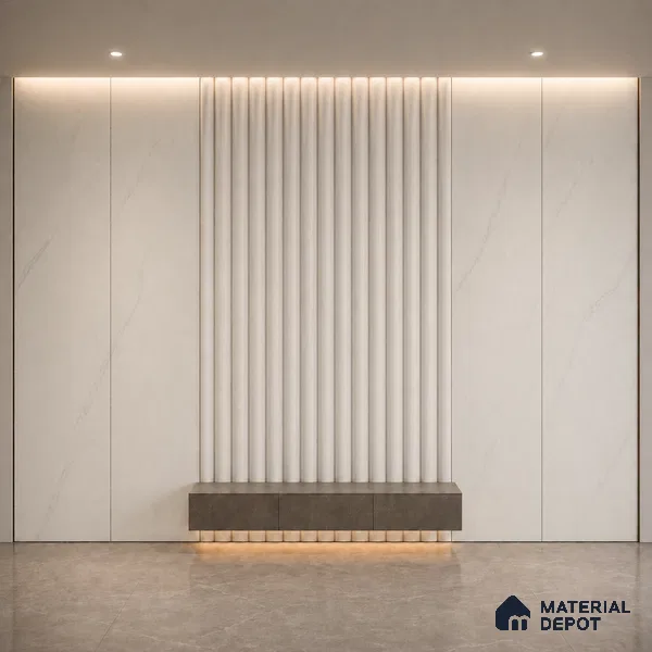 Statuario 10 ft x 0.6 ft (3060x180 mm) Arch Design Interior & Exterior Wall & Ceiling Panel - 17 mm | Suitable for Balcony, Facade & Open Area | Width is Subjected to 5% Variation