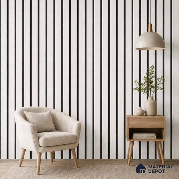 Statuario 10 ft x 0.5 ft (3060x150 mm) Dual Tone Linea Design Interior & Exterior Wall & Ceiling Panel - 15 mm | Suitable for Balcony, Facade & Open Area | Width is Subjected to 5% Variation