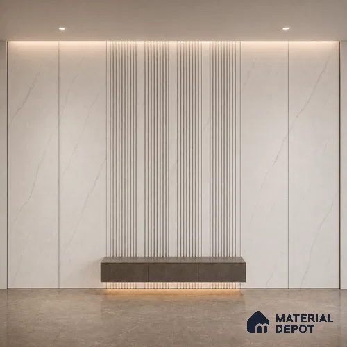 Statuario 10 ft x 0.68 ft (3060x208 mm) Curve Design Interior & Exterior Wall & Ceiling Panel - 10 mm | Suitable for Balcony, Facade & Open Area | Width is Subjected to 5% Variation