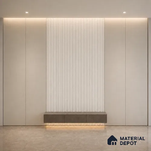 Statuario 10 ft x 0.5 ft (3060x150 mm) Linea Design Interior & Exterior Wall & Ceiling Panel - 15 mm | Suitable for Balcony, Facade & Open Area | Width is Subjected to 5% Variation