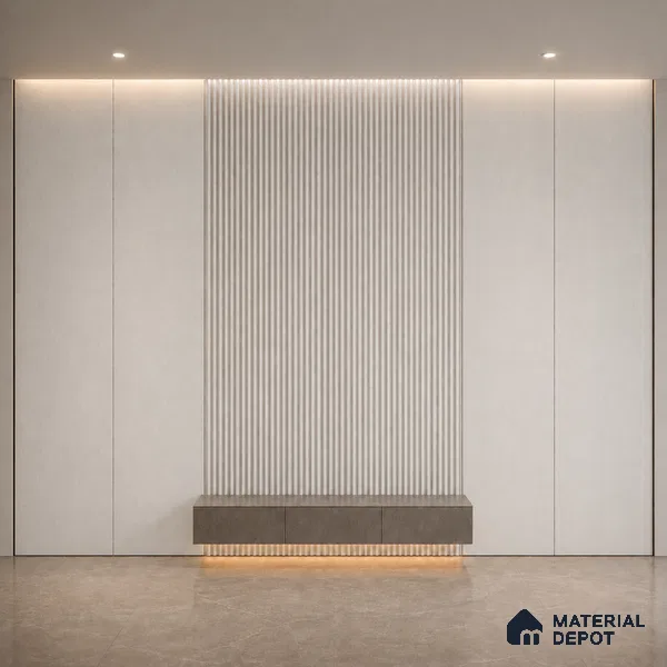 Pearl 10 ft x 0.5 ft (3060x150 mm) Linea Design Interior & Exterior Wall & Ceiling Panel - 15 mm | Suitable for Balcony, Facade & Open Area | Width is Subjected to 5% Variation