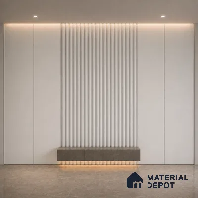 Snow White 10 ft x 0.6 ft (3060x180 mm) Pastel Arch Design Interior & Exterior Wall & Ceiling Panel - 17 mm | Suitable for Balcony, Facade & Open Area | Width is Subjected to 5% Variation