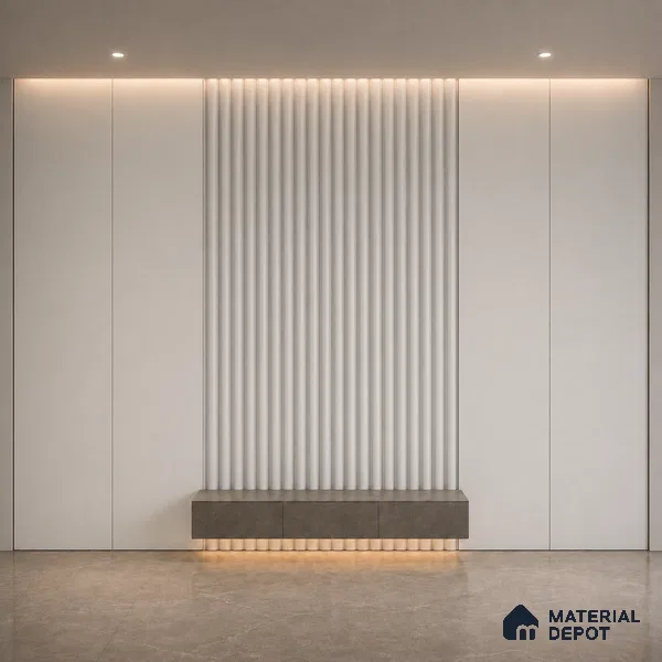 Snow White 10 ft x 0.6 ft (3060x180 mm) Pastel Arch Design Interior & Exterior Wall & Ceiling Panel - 17 mm | Suitable for Balcony, Facade & Open Area | Width is Subjected to 5% Variation