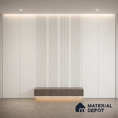 Snow White 10 ft x 0.68 ft (3060x208 mm) Curve Design Interior & Exterior Wall & Ceiling Panel - 10 mm | Suitable for Balcony, Facade & Open Area | Width is Subjected to 5% Variation