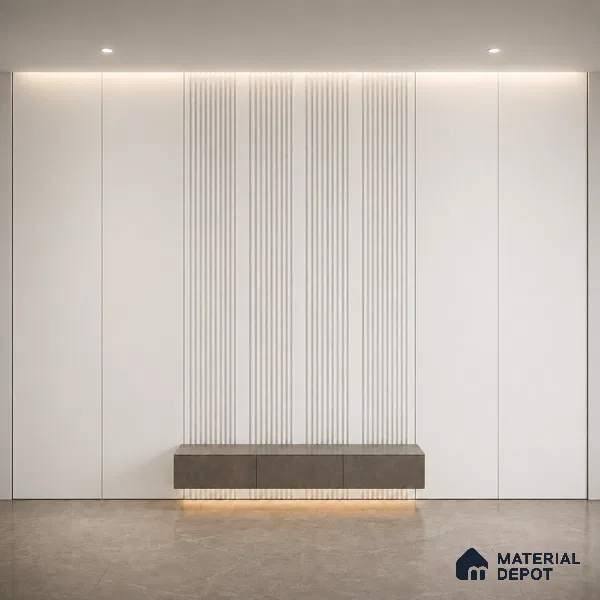 Snow White 10 ft x 0.68 ft (3060x208 mm) Curve Design Interior & Exterior Wall & Ceiling Panel - 10 mm | Suitable for Balcony, Facade & Open Area | Width is Subjected to 5% Variation