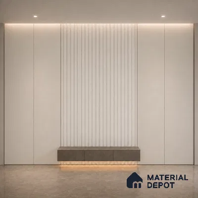 Snow White 10 ft x 0.5 ft (3060x150 mm) Pastel Linea Design Interior & Exterior Wall & Ceiling Panel - 15 mm | Suitable for Balcony, Facade & Open Area | Width is Subjected to 5% Variation
