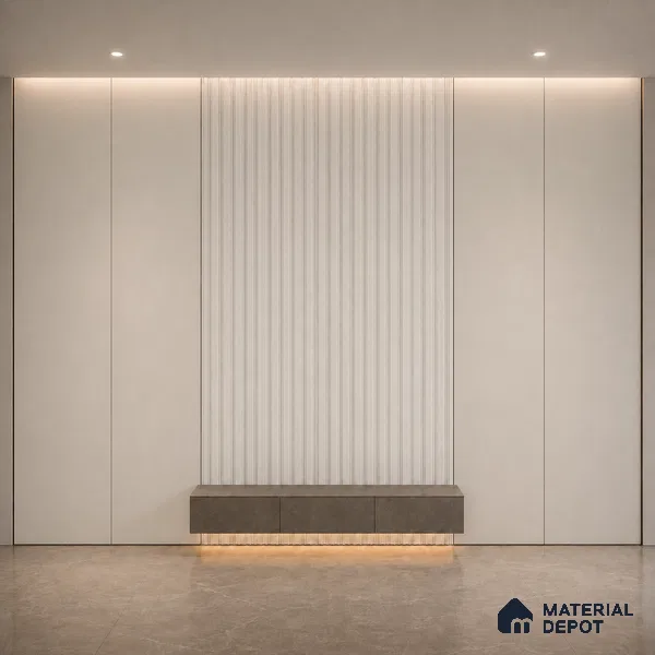 Snow White 10 ft x 0.5 ft (3060x150 mm) Pastel Linea Design Interior & Exterior Wall & Ceiling Panel - 15 mm | Suitable for Balcony, Facade & Open Area | Width is Subjected to 5% Variation