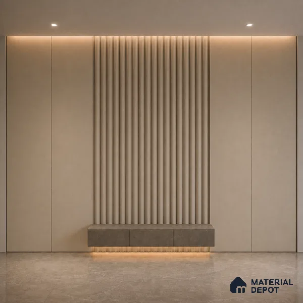 Mocha 10 ft x 0.6 ft (3060x180 mm) Pastel Arch Design Interior & Exterior Wall & Ceiling Panel - 17 mm | Suitable for Balcony, Facade & Open Area | Width is Subjected to 5% Variation