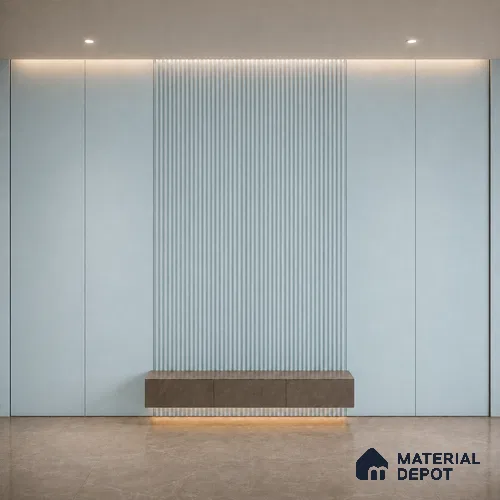 Sky Blue 10 ft x 0.5 ft (3060x150 mm) Pastel Pyramid Design Interior & Exterior Wall & Ceiling Panel - 15 mm | Suitable for Balcony, Facade & Open Area | Width is Subjected to 5% Variation