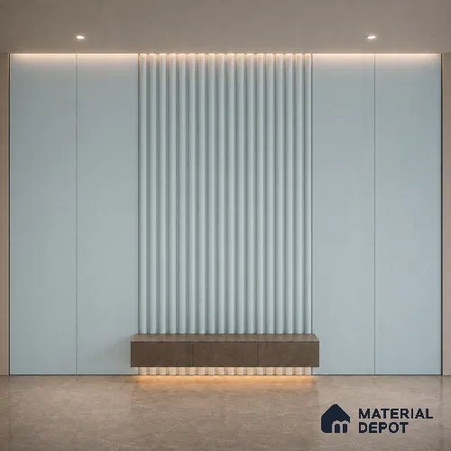 Sky Blue 10 ft x 0.6 ft (3060x180 mm) Pastel Arch Design Interior & Exterior Wall & Ceiling Panel - 17 mm | Suitable for Balcony, Facade & Open Area | Width is Subjected to 5% Variation