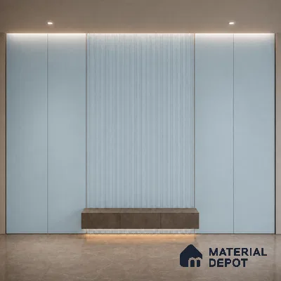 Sky Blue 10 ft x 0.5 ft (3060x150 mm) Pastel Linea Design Interior & Exterior Wall & Ceiling Panel - 15 mm | Suitable for Balcony, Facade & Open Area | Width is Subjected to 5% Variation