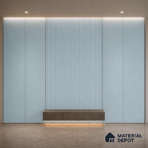Sky Blue 10 ft x 0.5 ft (3060x150 mm) Pastel Linea Design Interior & Exterior Wall & Ceiling Panel - 15 mm | Suitable for Balcony, Facade & Open Area | Width is Subjected to 5% Variation