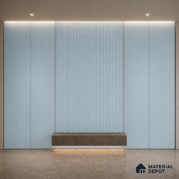 Sky Blue 10 ft x 0.5 ft (3060x150 mm) Pastel Linea Design Interior & Exterior Wall & Ceiling Panel - 15 mm | Suitable for Balcony, Facade & Open Area | Width is Subjected to 5% Variation