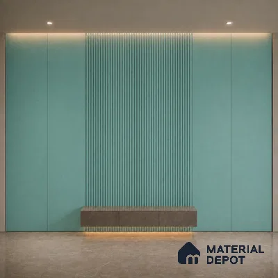 Steel Blue 10 ft x 0.5 ft (3060x150 mm) Pastel Pyramid Design Interior & Exterior Wall & Ceiling Panel - 15 mm | Suitable for Balcony, Facade & Open Area | Width is Subjected to 5% Variation
