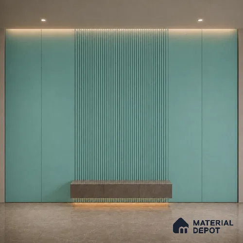 Steel Blue 10 ft x 0.5 ft (3060x150 mm) Pastel Pyramid Design Interior & Exterior Wall & Ceiling Panel - 15 mm | Suitable for Balcony, Facade & Open Area | Width is Subjected to 5% Variation